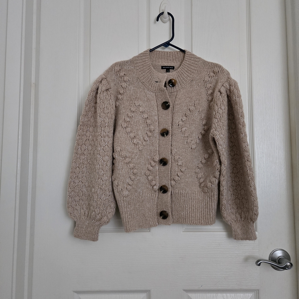 Who What Wear Beige Cardigan with Button Accents